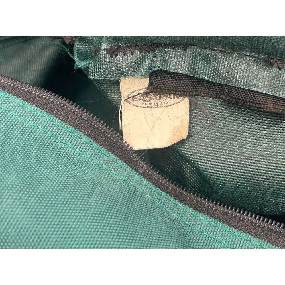 Vintage Eastpak Suede Leather Bottom 0835 Green Backpack Tribal Western Bookbag